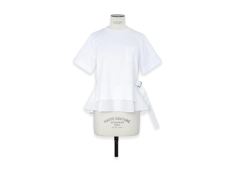 sacai Women's Poplin x Cotton Jersey T-Shirt "Off White"
