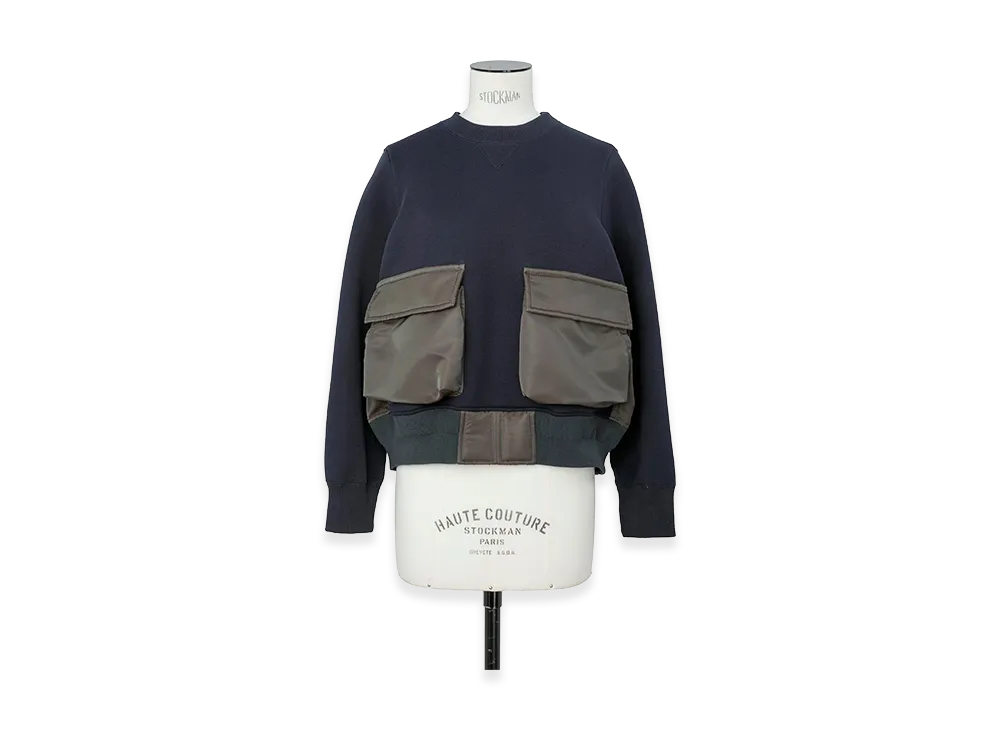 sacai Women's Sponge Sweat Pullover "Navy/Dark Khaki"