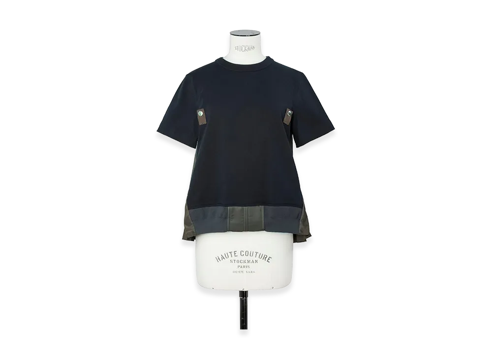 sacai Women's Nylon Twill x Cotton Jersey T-Shirt "Navy/Dark Khaki"