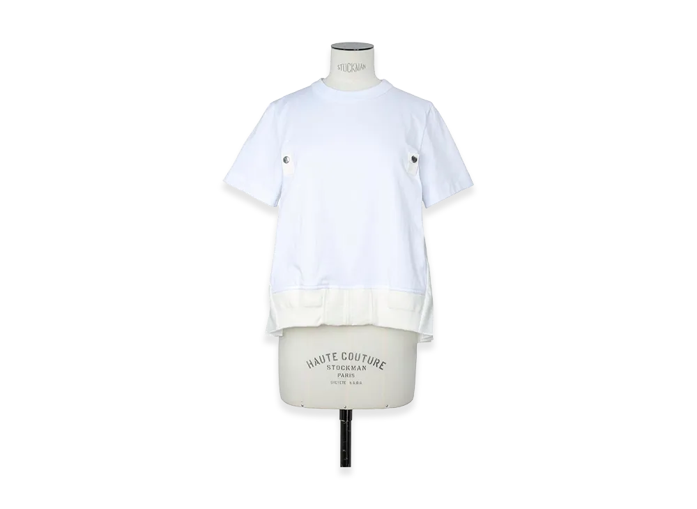 sacai Women's Nylon Twill x Cotton Jersey T-Shirt "Off White"