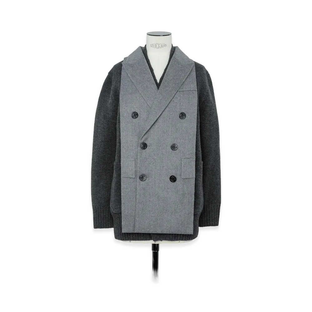 sacai Women's Wool Flannel x Wool Knit Cardigan "Gray"