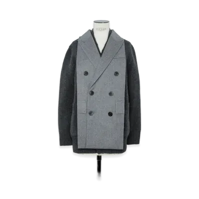 sacai Women's Wool Flannel x Wool Knit Cardigan "Gray"