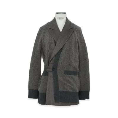 sacai Women's Double-Faced Herringbone x Wool Knit Cardigan "Brown"