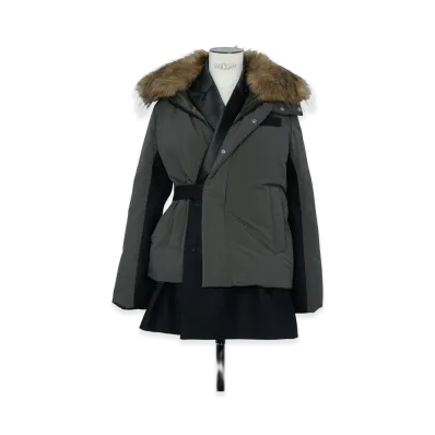 sacai Women's Wool Melton x Puffer Jacket "D/Khaki/Navy"