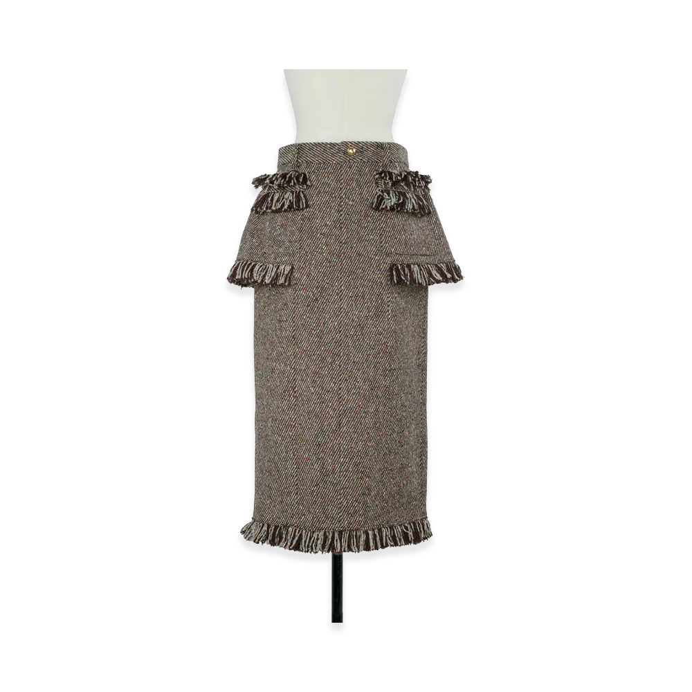 sacai Women's Nep Tweed Skirt "Beige"