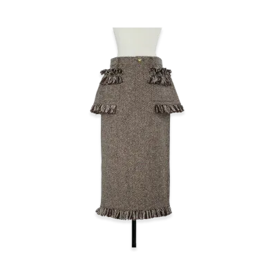 sacai Women's Nep Tweed Skirt "Beige"