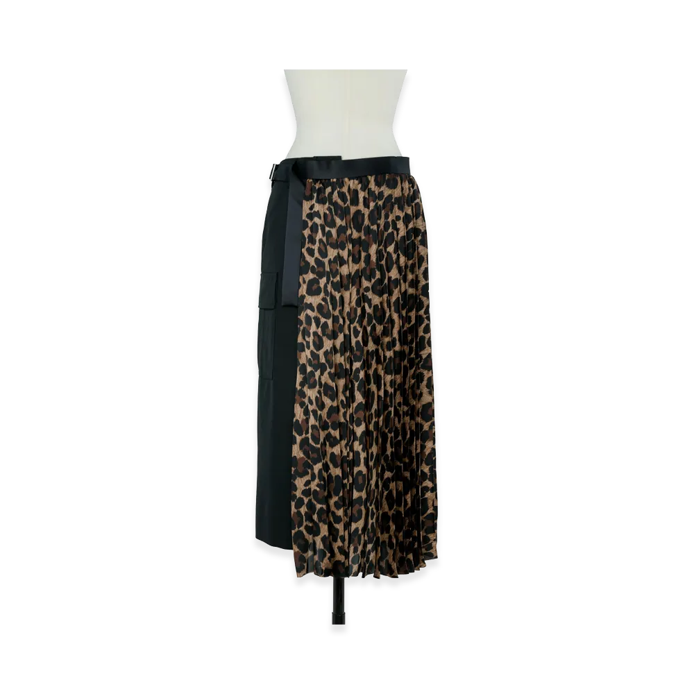 sacai Women's Leopard x Suiting Skirt "Black/Beige"