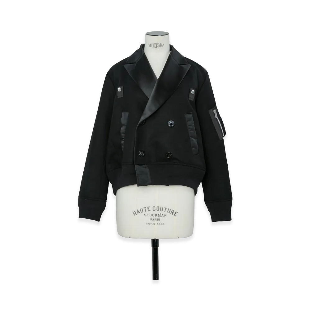 sacai Women's Wool Flannel x Nylon Twill Jacket "Black"