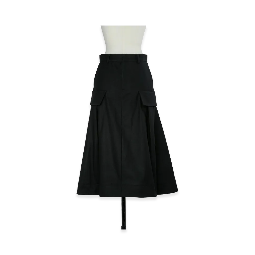 sacai Women's Wool Flannel Skirt "Black"