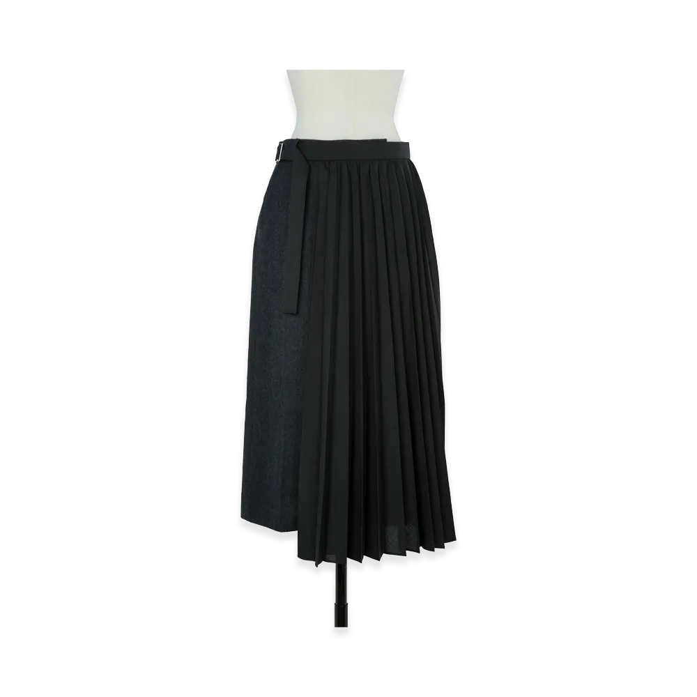sacai Women's Double-Faced Herringbone x Suiting Skirt "Navy/Black"