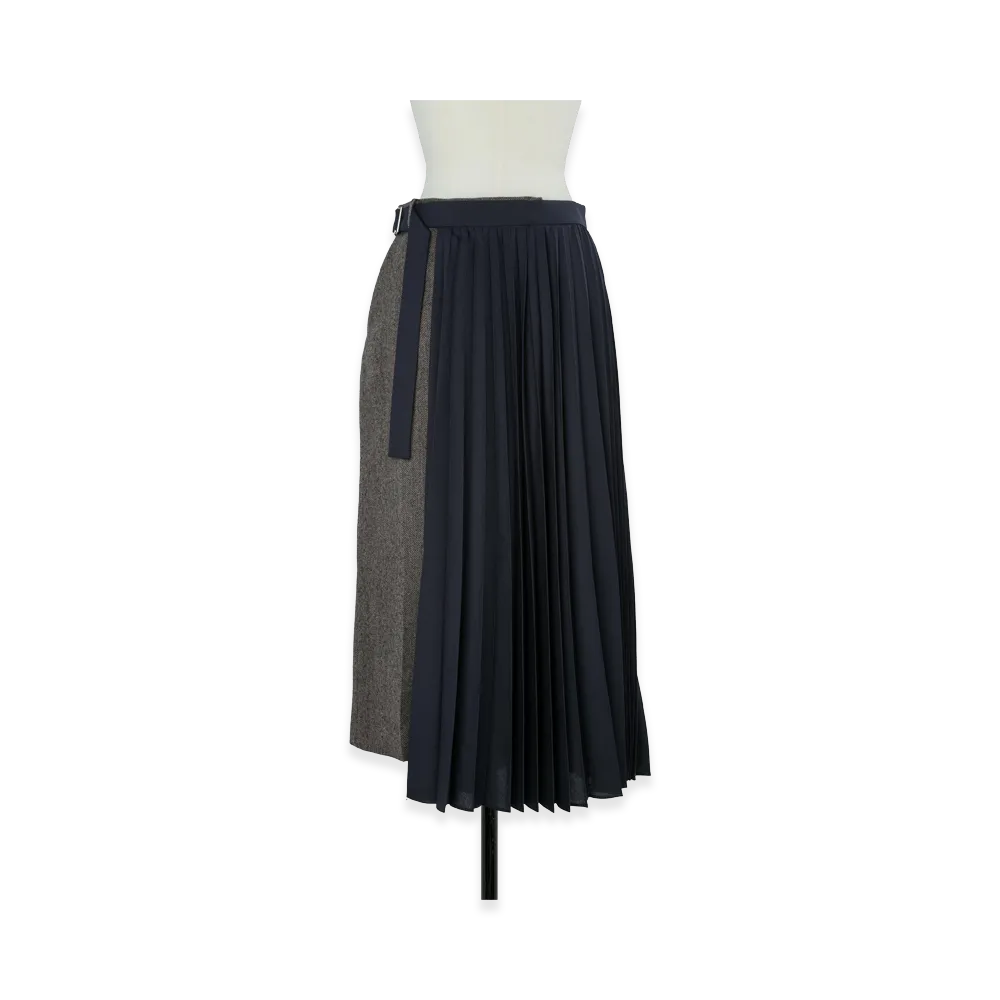 sacai Women's Double-Faced Herringbone x Suiting Skirt "Brown/Navy"
