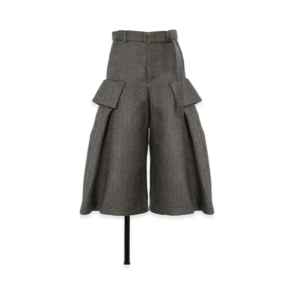 sacai Women's Double-Faced Herringbone Pants "Brown"