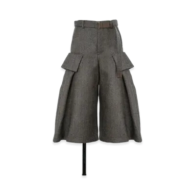 sacai Women's Double-Faced Herringbone Pants "Brown"