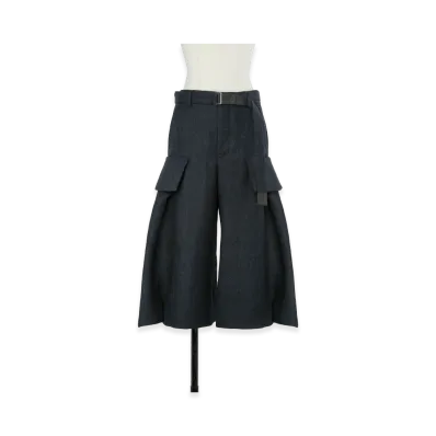 sacai Women's Double-Faced Herringbone Pants "Navy"
