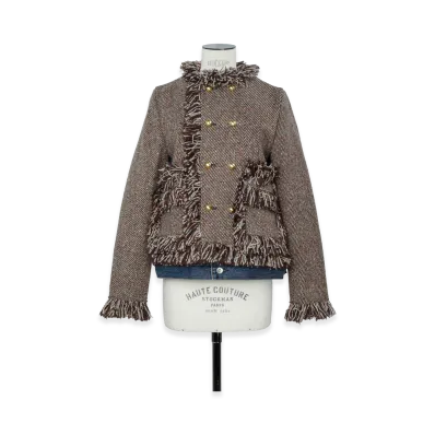 sacai Women's Nep Tweed x Denim Jacket "Beige/Blue"