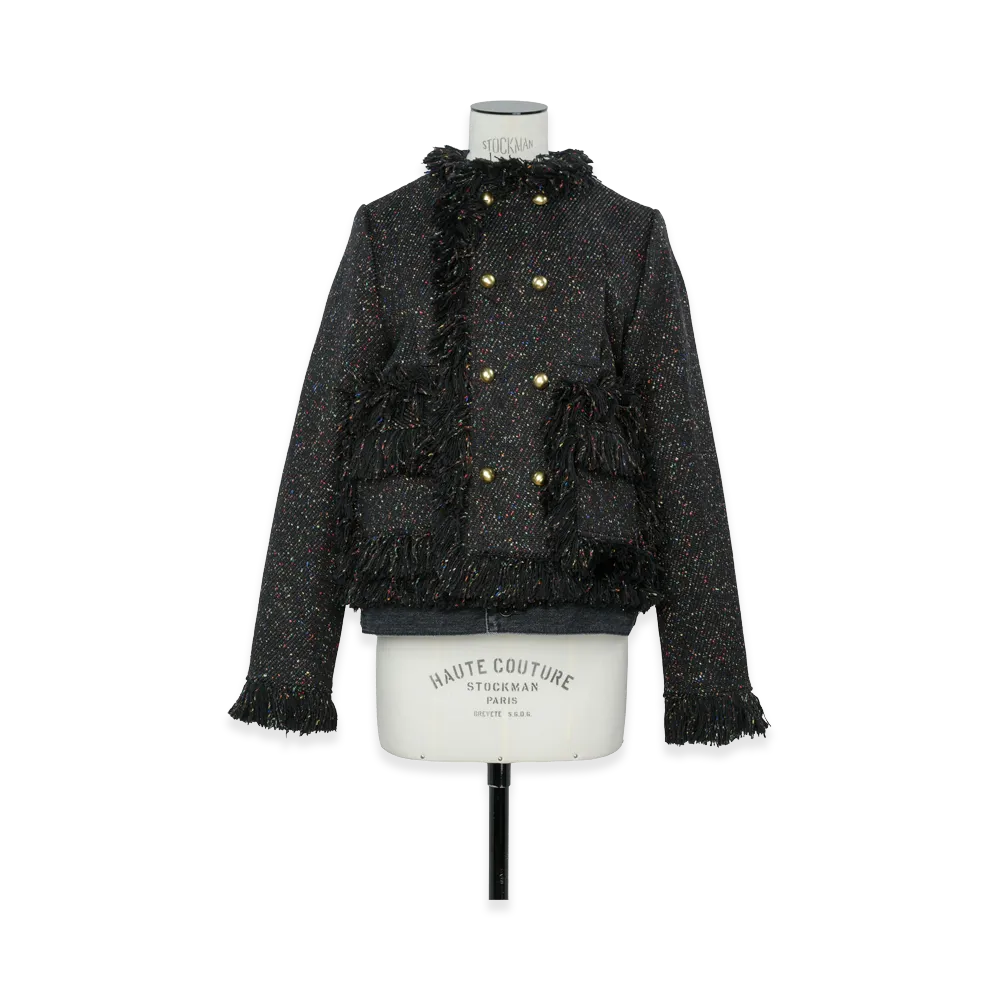 sacai Women's Nep Tweed x Denim Jacket "Black"