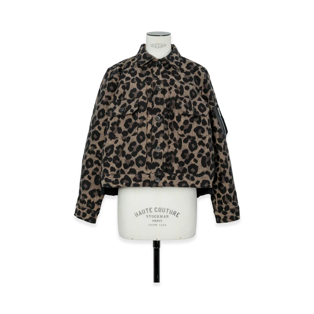 sacai Women's Leopard x Nylon Twill Jacket "Beige/Black"