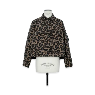 sacai Women's Leopard x Nylon Twill Jacket "Beige/Black"