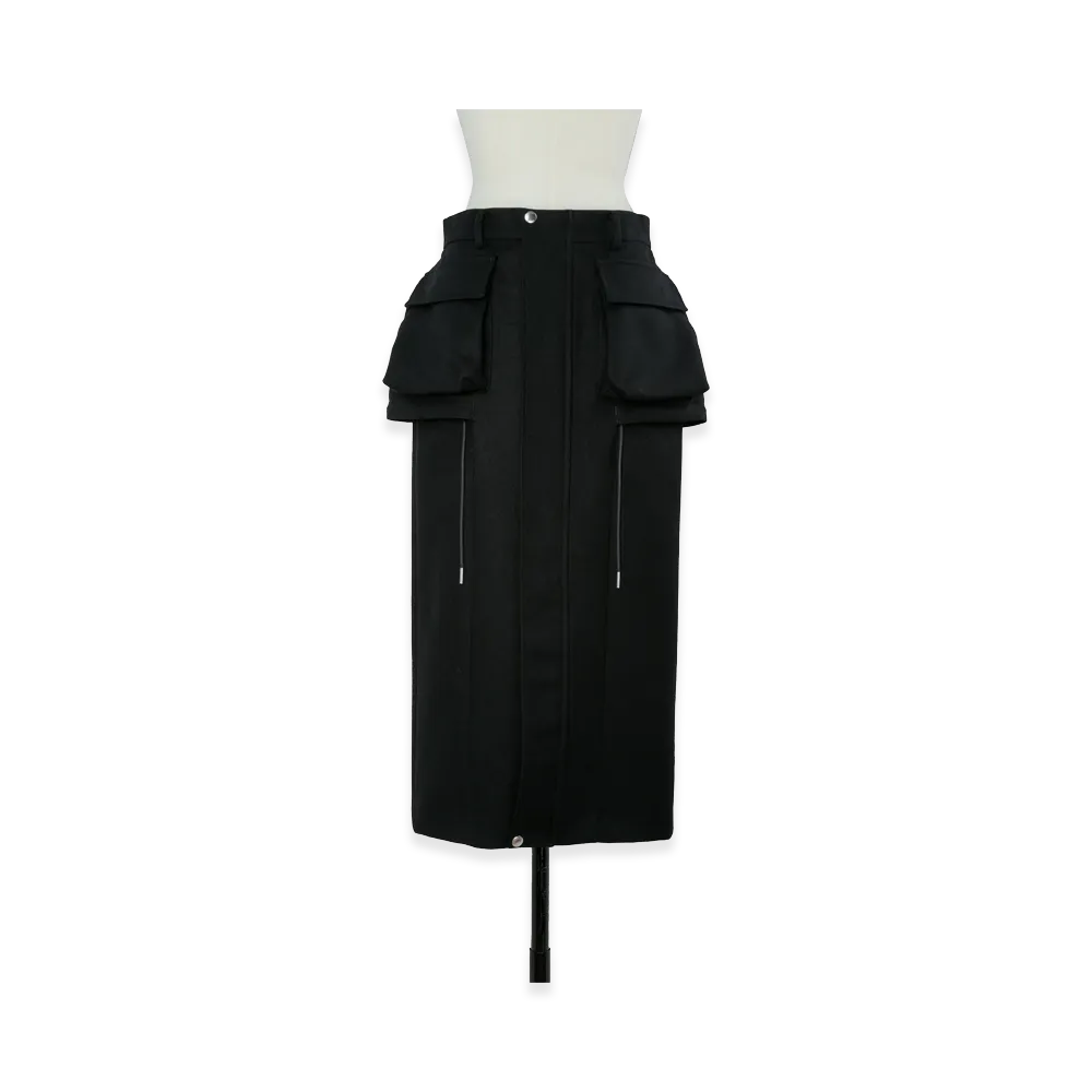 sacai Women's Wool Flannel Skirt "Black"