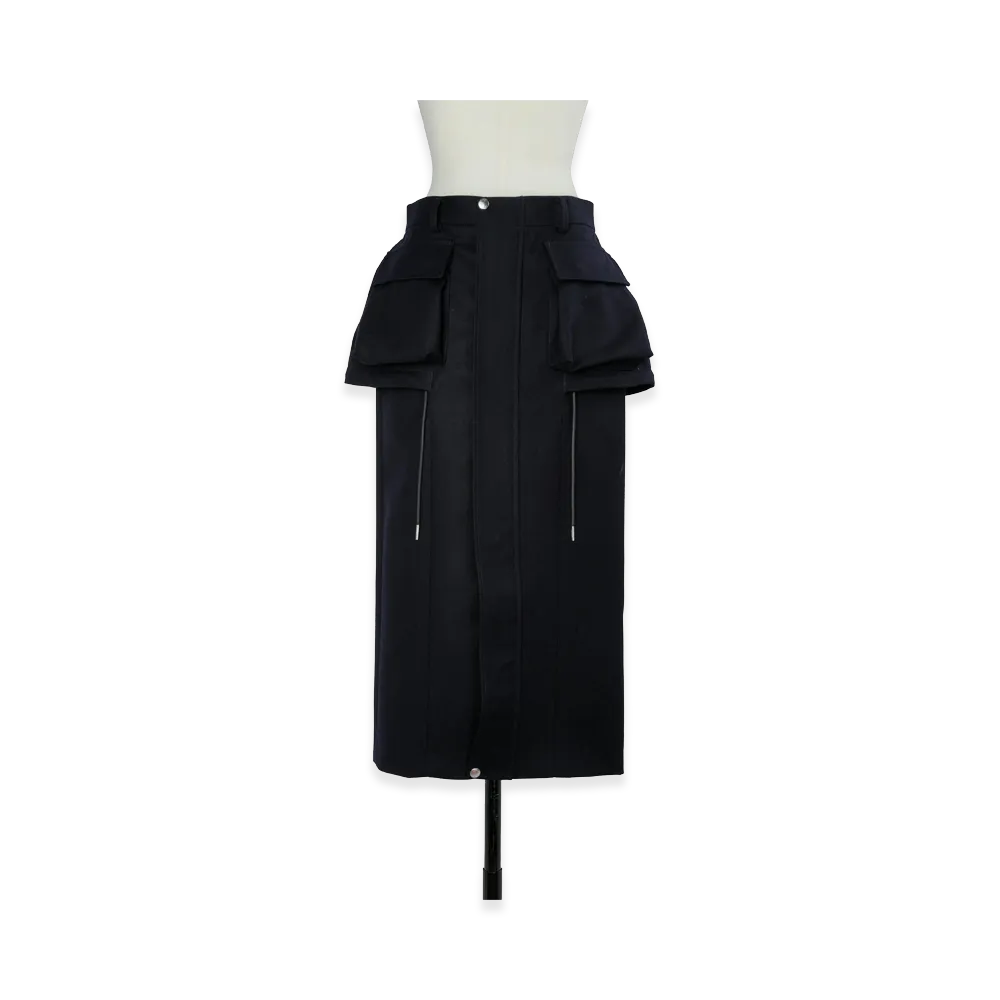 sacai Women's Wool Flannel Skirt "Navy"