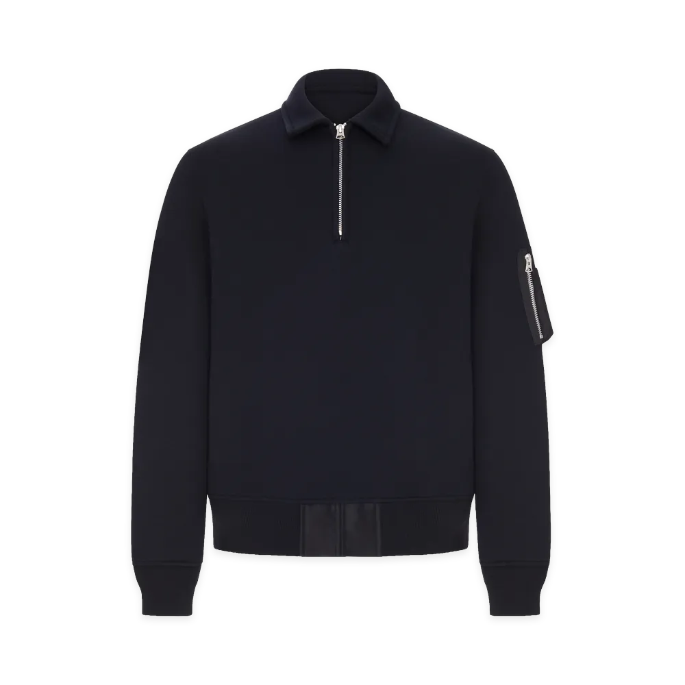sacai Polo Sweatshirt With Zip And Sleeve Pocket "Black"