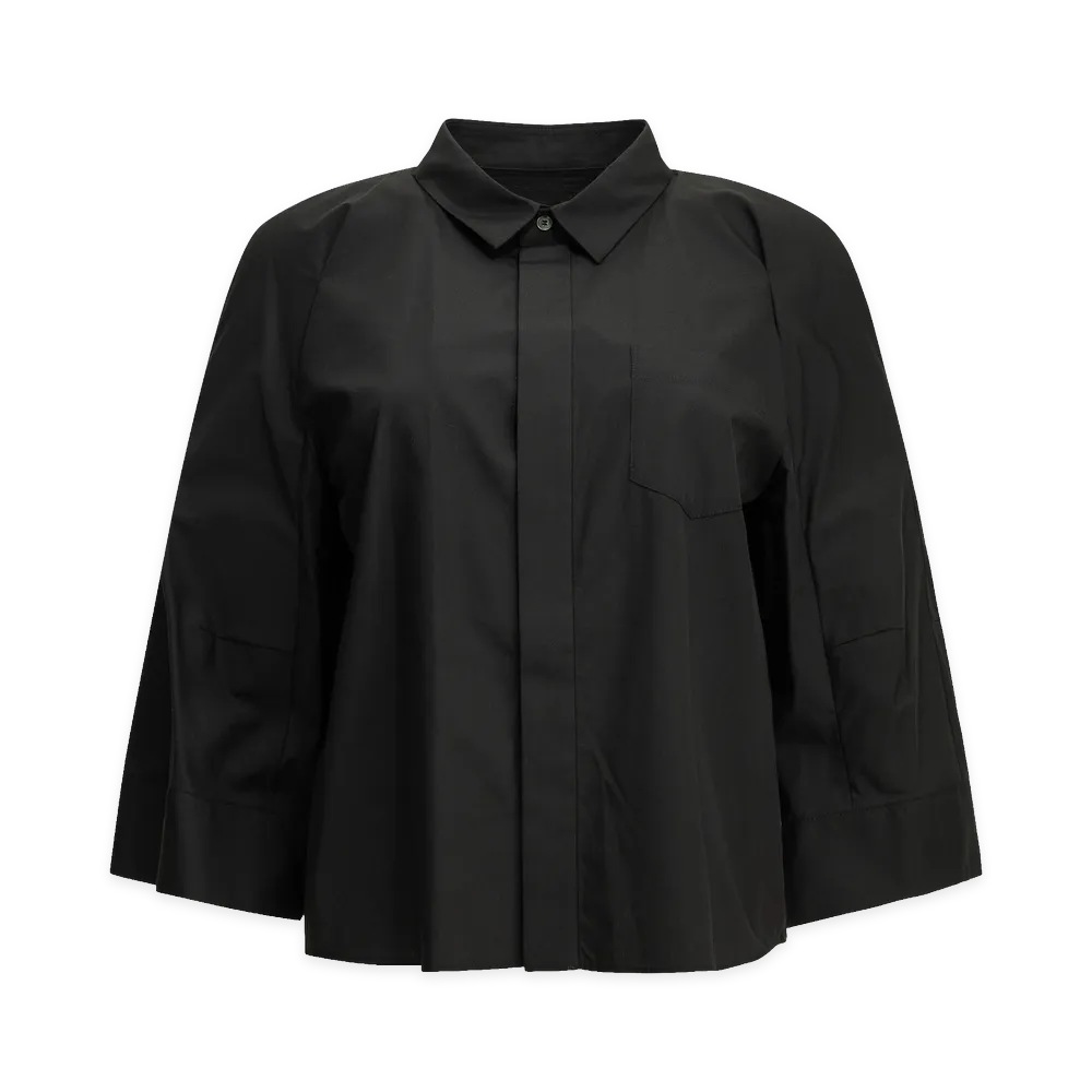 sacai Women's Poplin Shirt With Wide Sleeves "Black"
