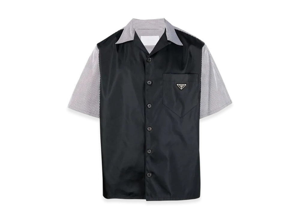 PRADA Stretch Cotton Re-Nylon Shirt "Black/White"