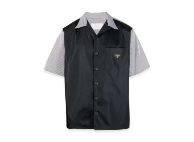 PRADA Stretch Cotton Re-Nylon Shirt "Black/White"