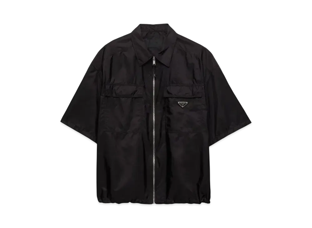 PRADA Men's Short-Sleeve Light Re-Nylon Shirt "Black"