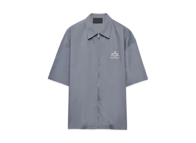 PRADA Men's Short-Sleeved Technical Cotton Shirt "Blue"