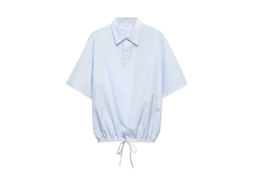 PRADA Men's Short-Sleeved Cotton Shirt "Sky Blue"