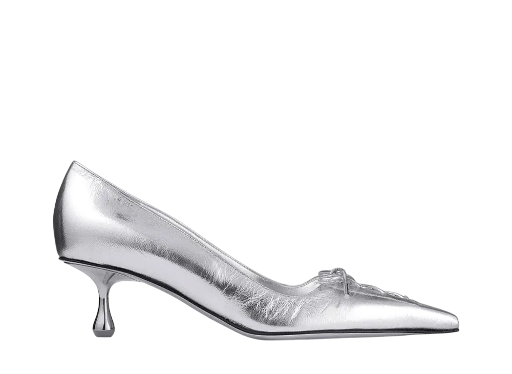 ジミーチュウ ウィメンズ スカーレット 50 ビンテージメタリックレザーパンプス "シルバー" SCARLETT50BYK