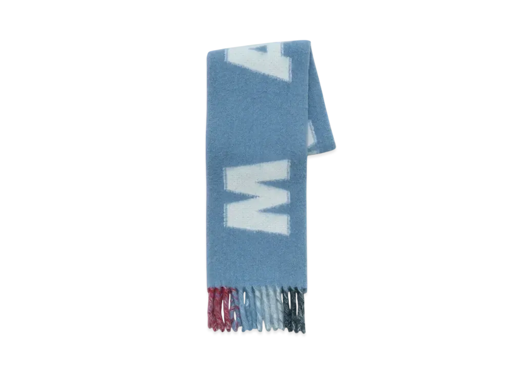 Marni Mohair and Wool Scarf with Maxi Logo "Blue Lilac"