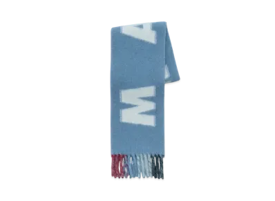 Marni Mohair and Wool Scarf with Maxi Logo "Blue Lilac"
