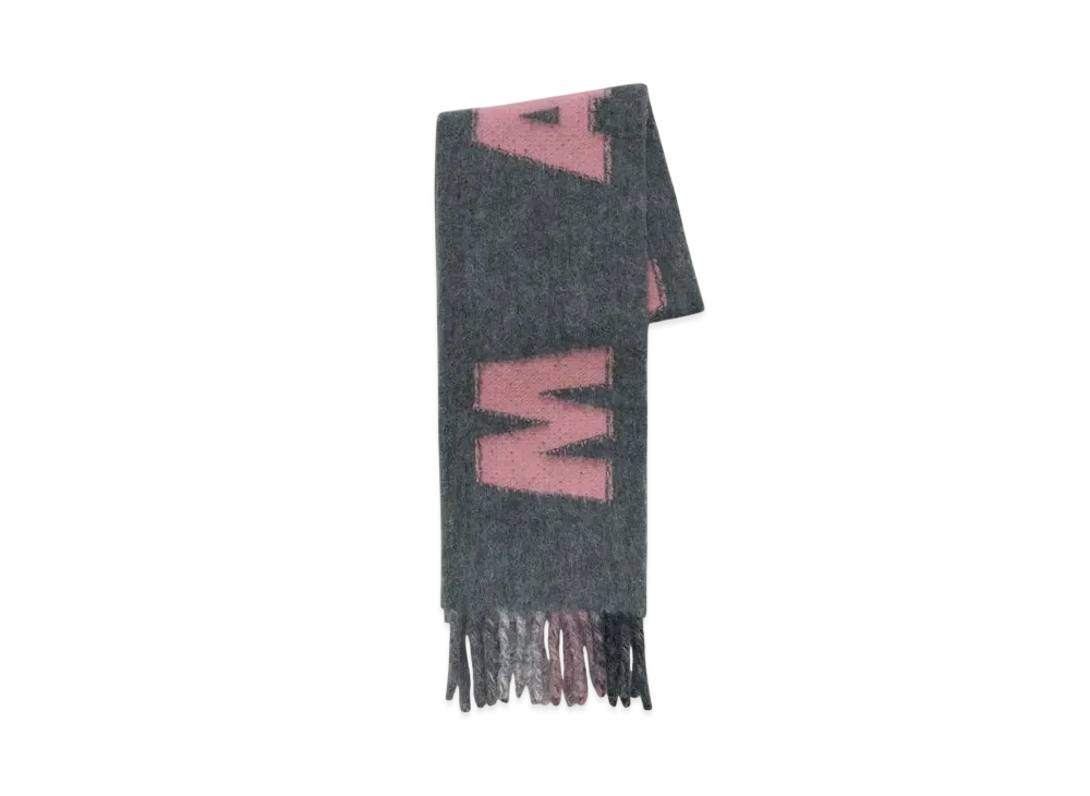 Marni Wool and Mohair Scarf with Maxi Logo "Neutral Gray"