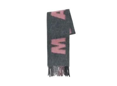 Marni Wool and Mohair Scarf with Maxi Logo "Neutral Gray"