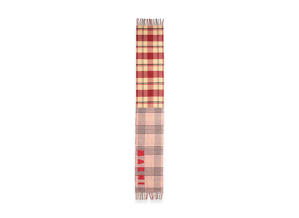 MARNI Women's Wool Check Scarf "Pink"