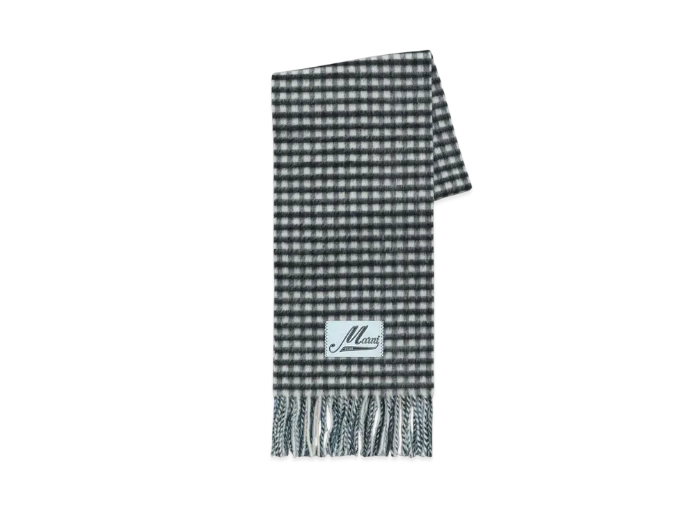 Marni Double Check Wool and Mohair Scarf "Black"