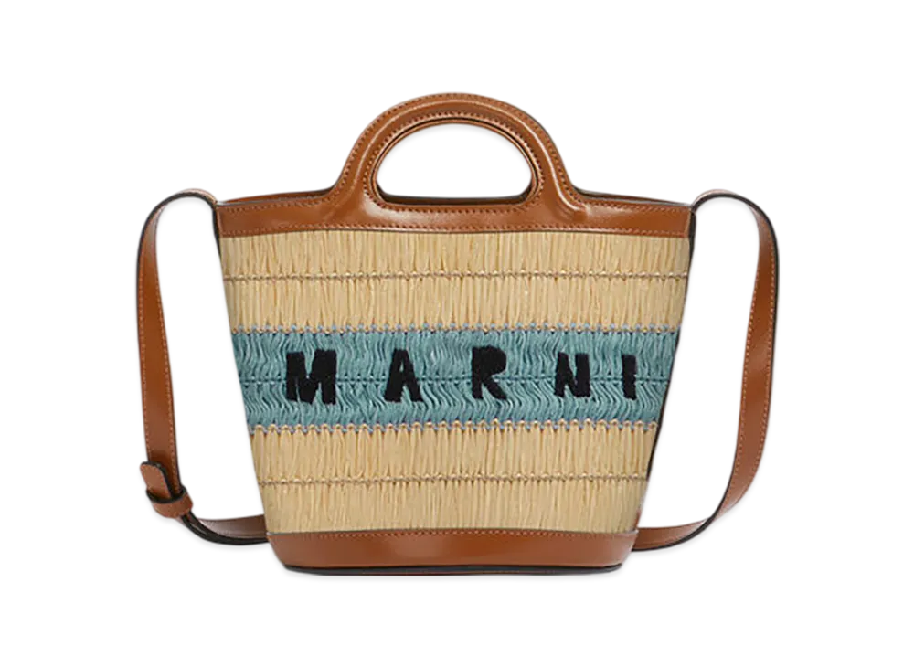 MARNI Crochet Tropicalia Mini Bucket Bag "Gold Sand/Pale Mint"