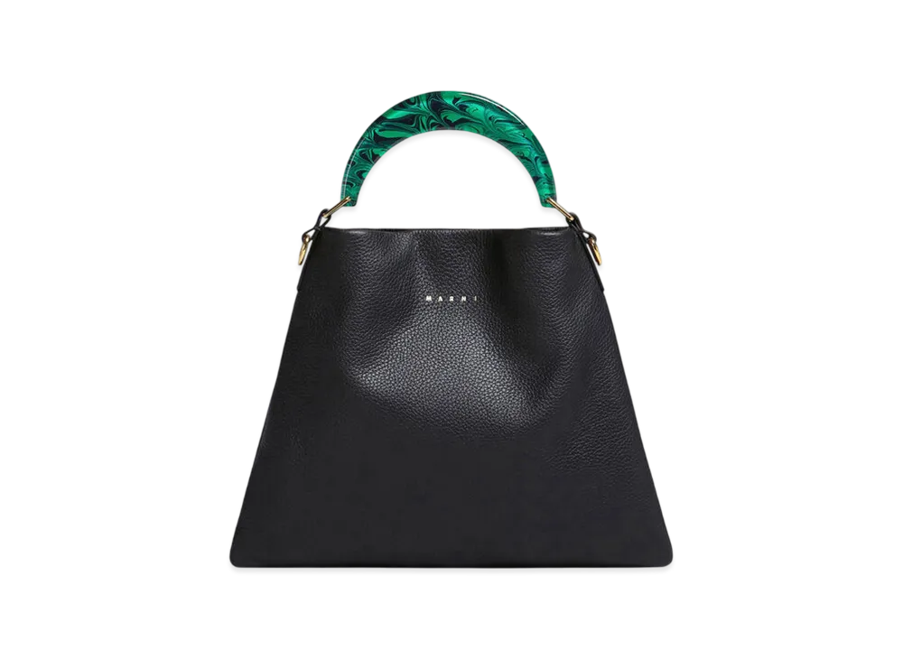 MARNI Venice Small Bag in Leather "Black/Spherical Green"