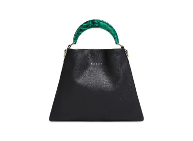 MARNI Venice Small Bag in Leather "Black/Spherical Green"