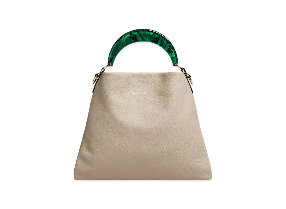 MARNI Venice Small Bag in Leather "Light Camel/Spherical Green/Black"