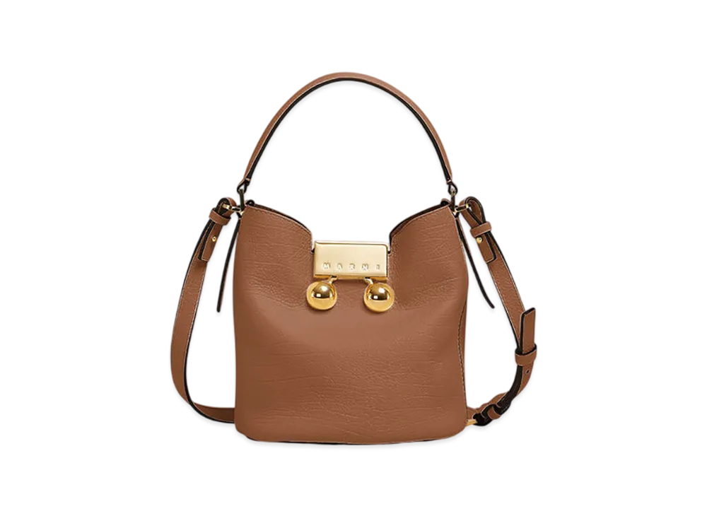 MARNI Trunkaroo Bucket Bag in Leather "Cinnamon"