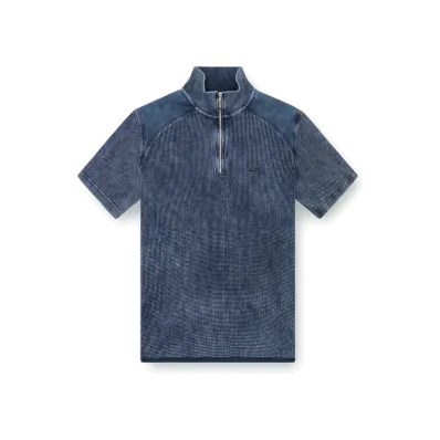 DIESEL S-Wafcool Short-sleeve waffleknit sweatshirt "Navy"