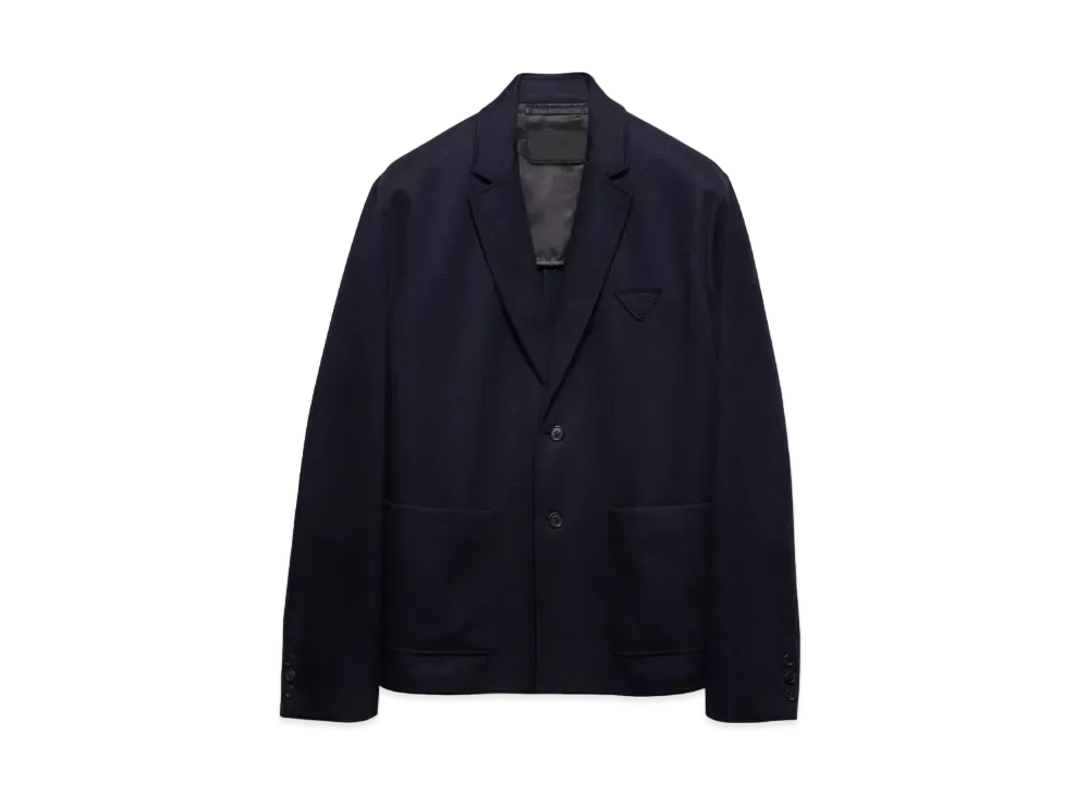 PRADA Men's Single-Breasted Wool Jacket "Navy"