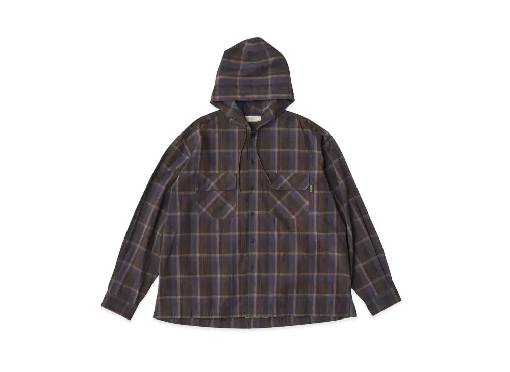 SEDAN ALL-PURPOSE Plaid Hooded Shirt "Purple Brown"