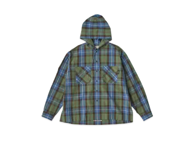 SEDAN ALL-PURPOSE Plaid Hooded Shirt "Blue Green"