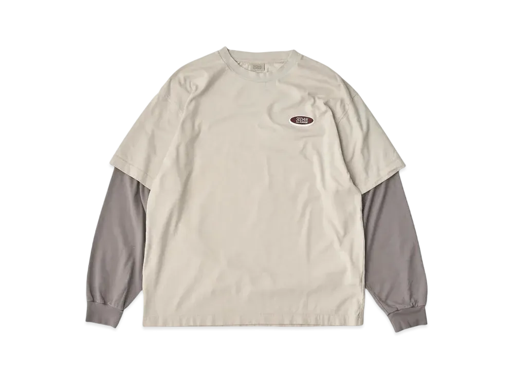 SEDAN ALL-PURPOSE Oval Logo Layered L/S Tee "Ivory Grey"