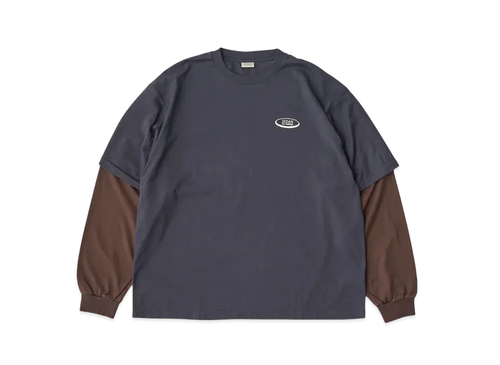 SEDAN ALL-PURPOSE Oval Logo Layered L/S Tee "Charcoal Brown"