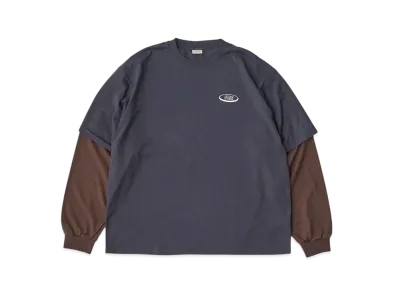 SEDAN ALL-PURPOSE Oval Logo Layered L/S Tee "Charcoal Brown"